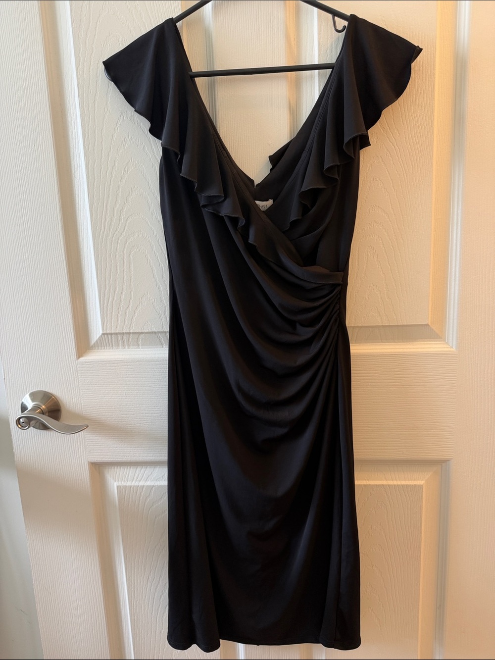 White House Black Market Black Ruffle-Trim Midi Dress